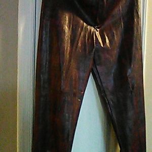 Maroon leather like women's pants